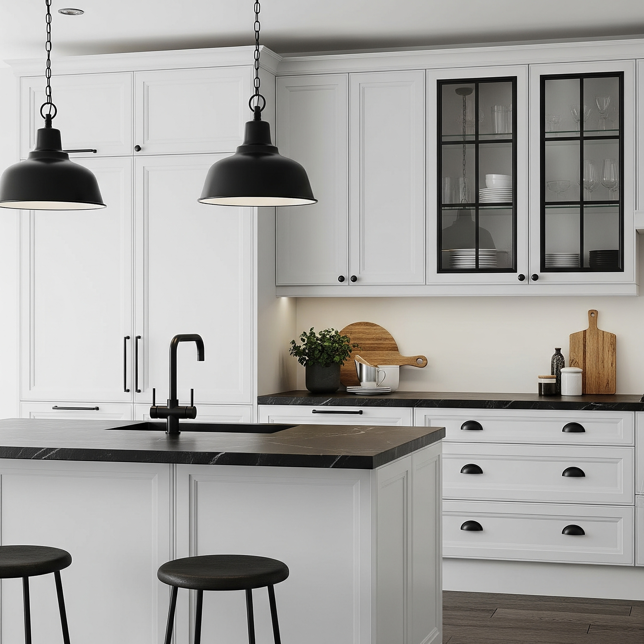 Classic White with Black Finishes